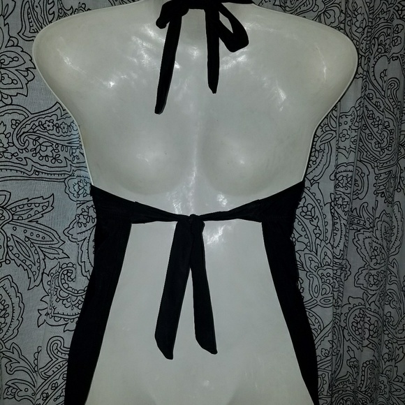 Retro Ruffled Black Halter Top S - Picture 2 of 2